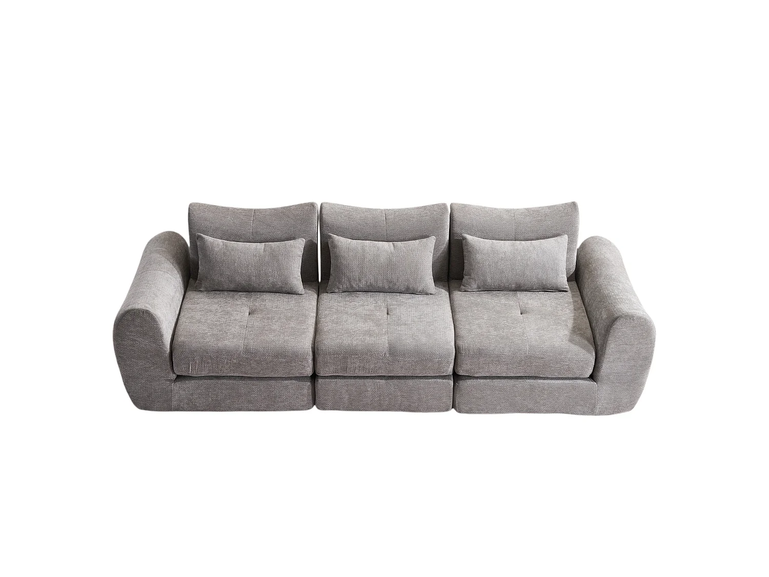 Canapé 3 places en tissu chenille gris