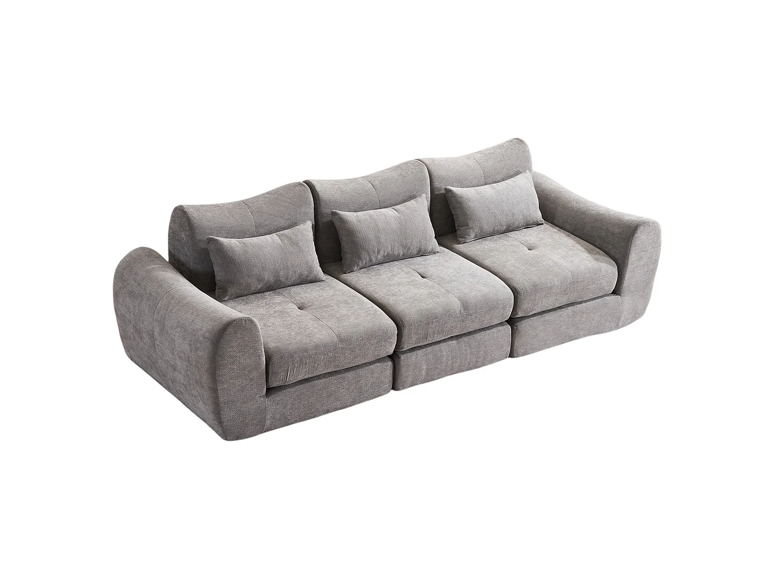 Canapé 3 places en tissu chenille gris