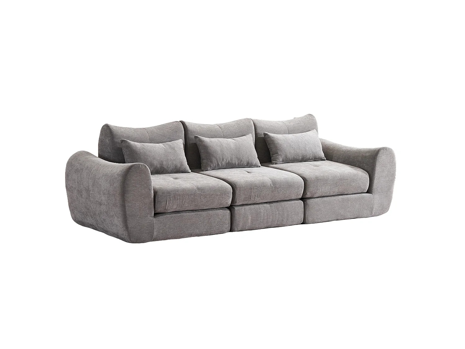 Canapé 3 places en tissu chenille gris