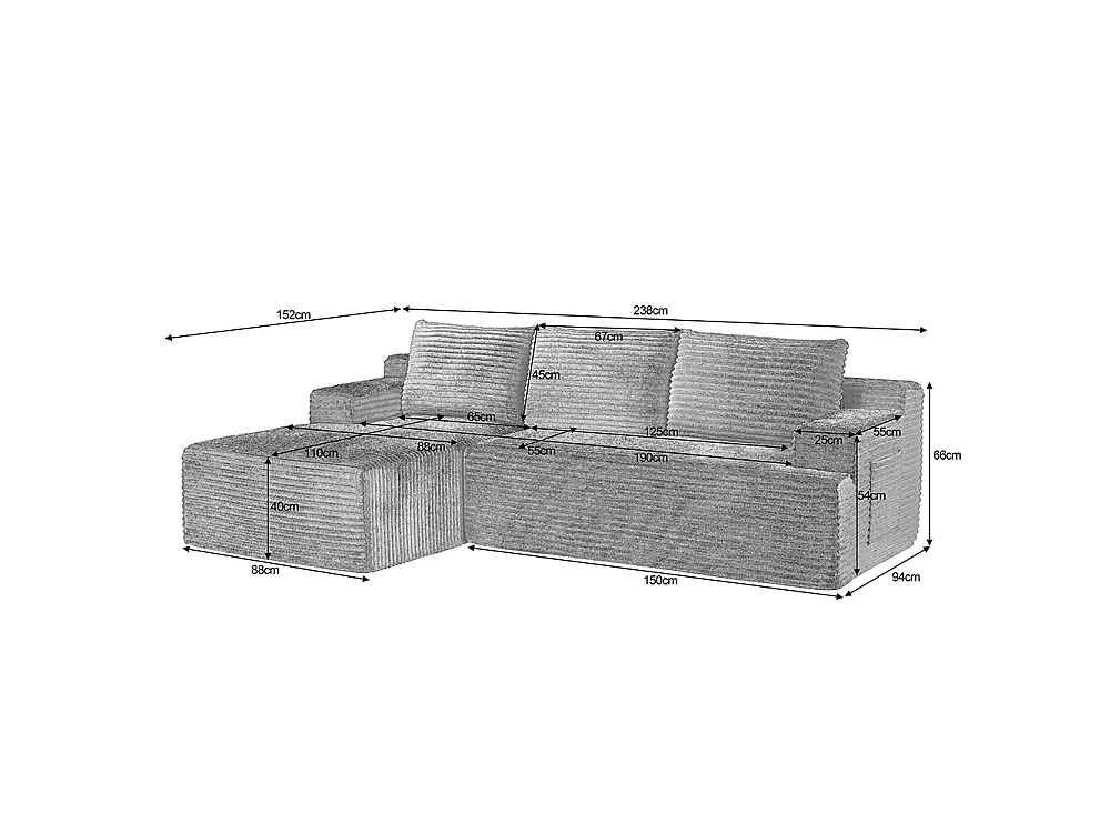 Canapé d'angle 4 places en tissu blanc