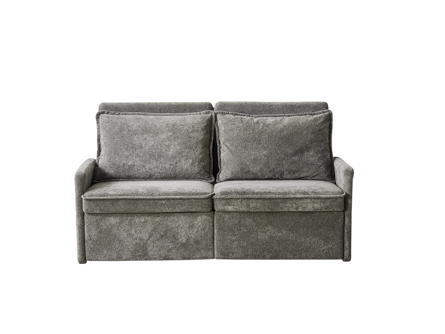 Canapé 2 places avec rangement en tissu chenille gris