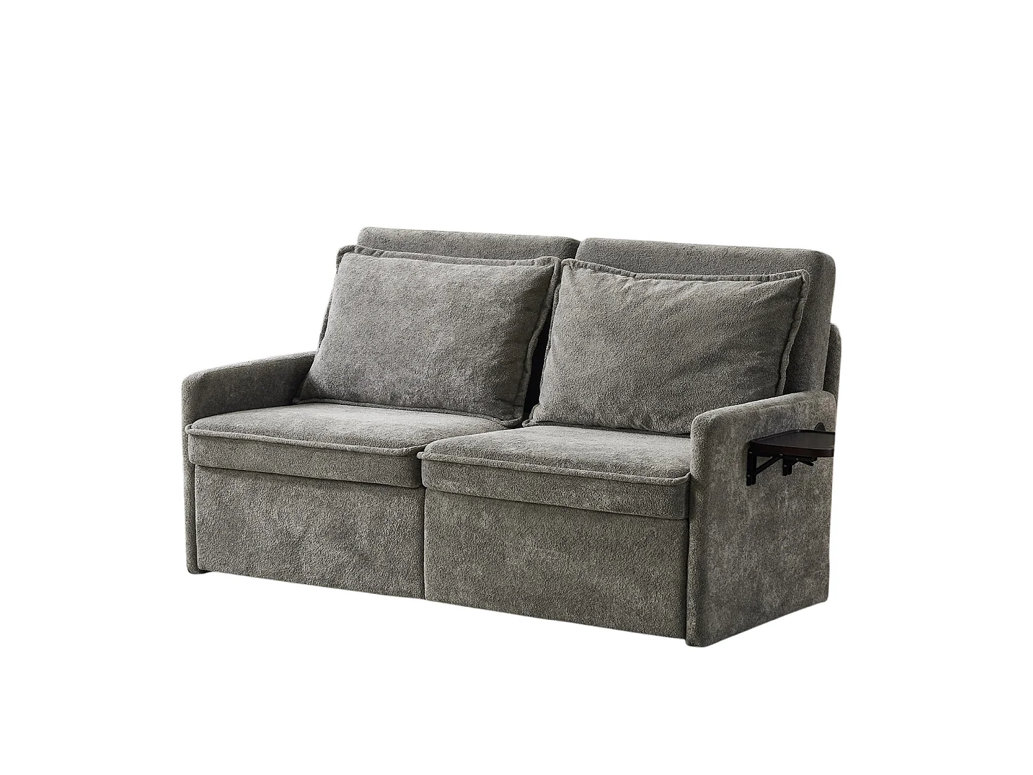 Canapé 2 places avec rangement en tissu chenille gris