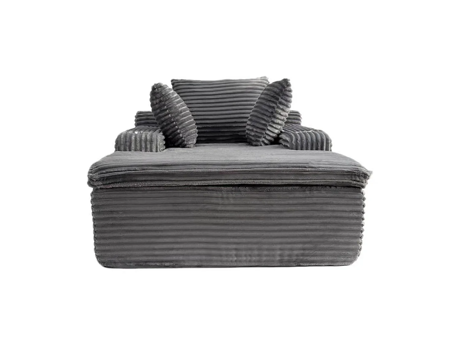 Canapé corduroy – montage facile, 3 coussins + porte-gobelets, coussin 2en1 couverture,gris