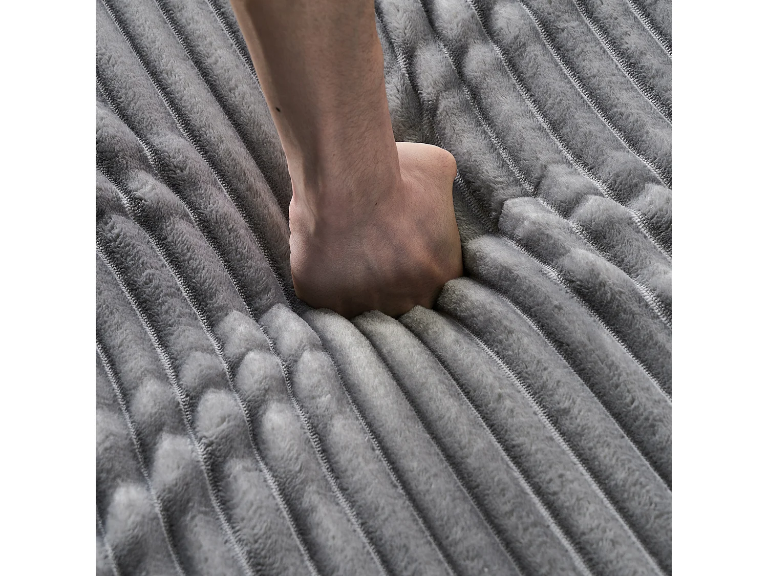 Canapé corduroy – montage facile, 3 coussins + porte-gobelets, coussin 2en1 couverture,gris