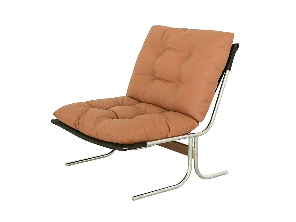 Fauteuil de détente, similicuir, avec housse amovible, pieds en métal, style Barcelone, marron
