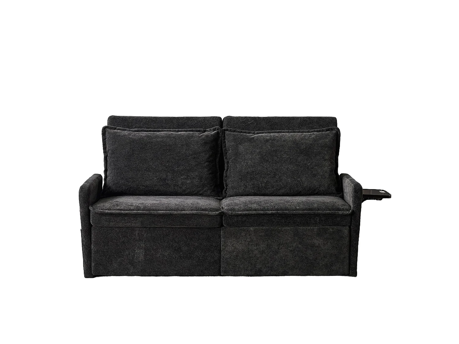 Canapé 2 places avec rangement en tissu chenille noir