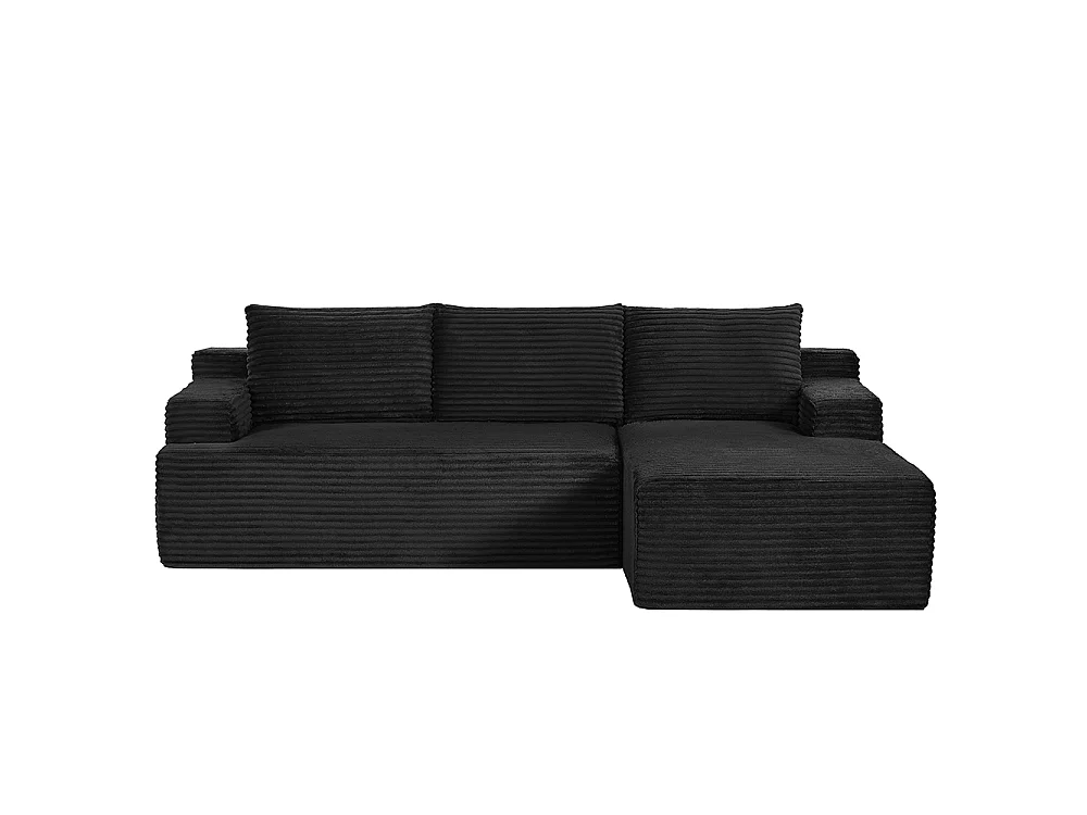 Canapé modulable en L en forme de nuage, avec une assise profonde et spacieuse, prêt à l'emploi, version droite, noir