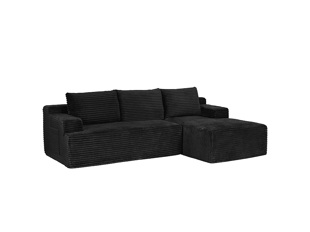 Canapé modulable en L en forme de nuage, avec une assise profonde et spacieuse, prêt à l'emploi, version droite, noir