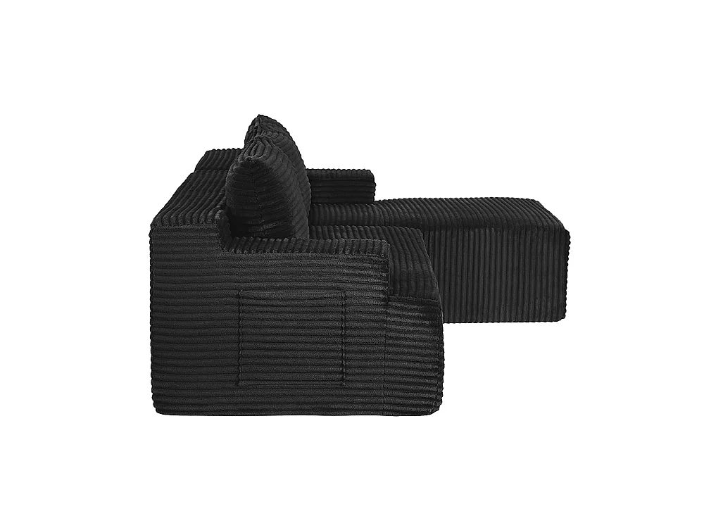 Canapé modulable en L en forme de nuage, avec une assise profonde et spacieuse, prêt à l'emploi, version droite, noir