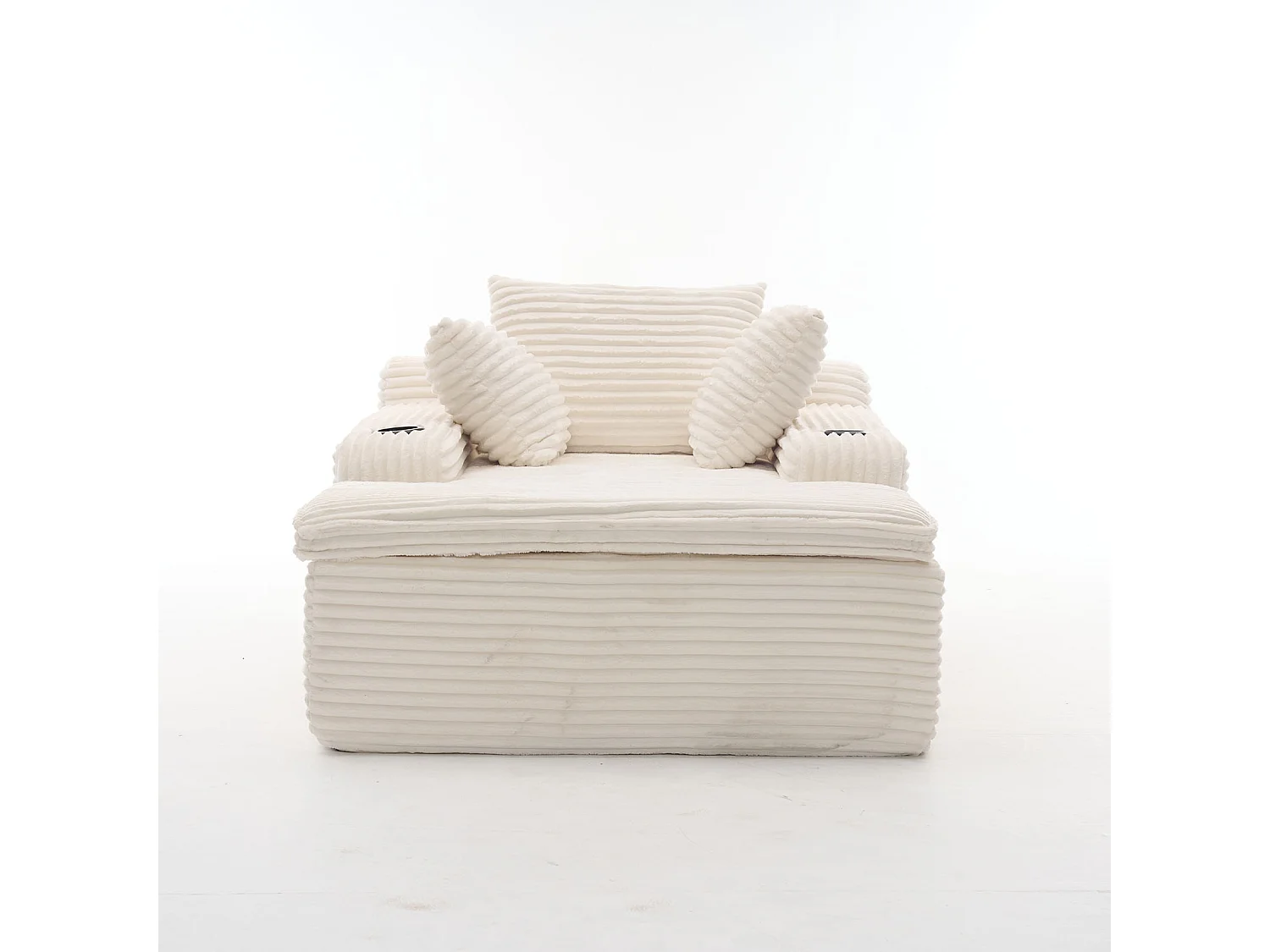 Canapé corduroy – montage facile, 3 coussins + porte-gobelets, coussin 2en1 couverture,beige