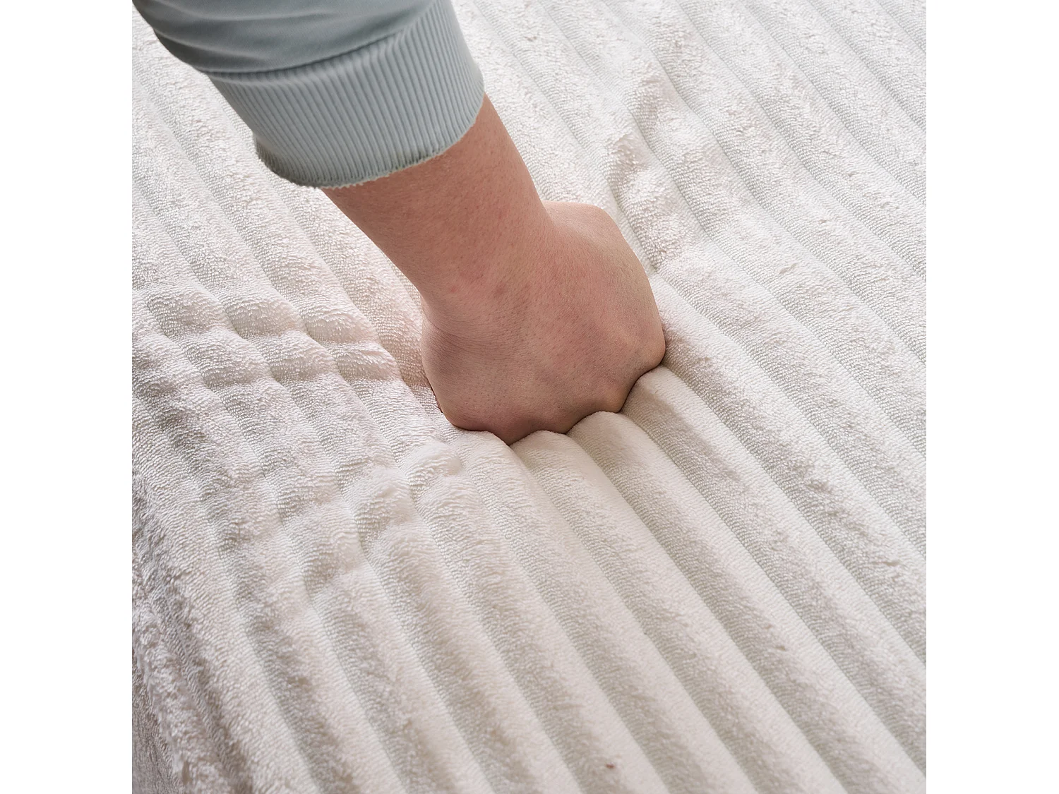 Canapé corduroy – montage facile, 3 coussins + porte-gobelets, coussin 2en1 couverture,beige