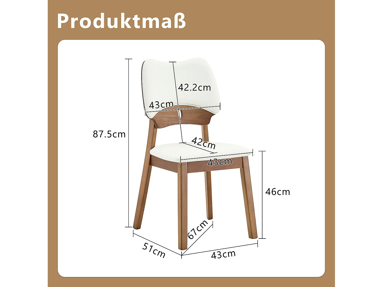Lote de 2 sillas de comedor, respaldo con forma de mariposa, sillas de madera, asiento acolchado, blanco