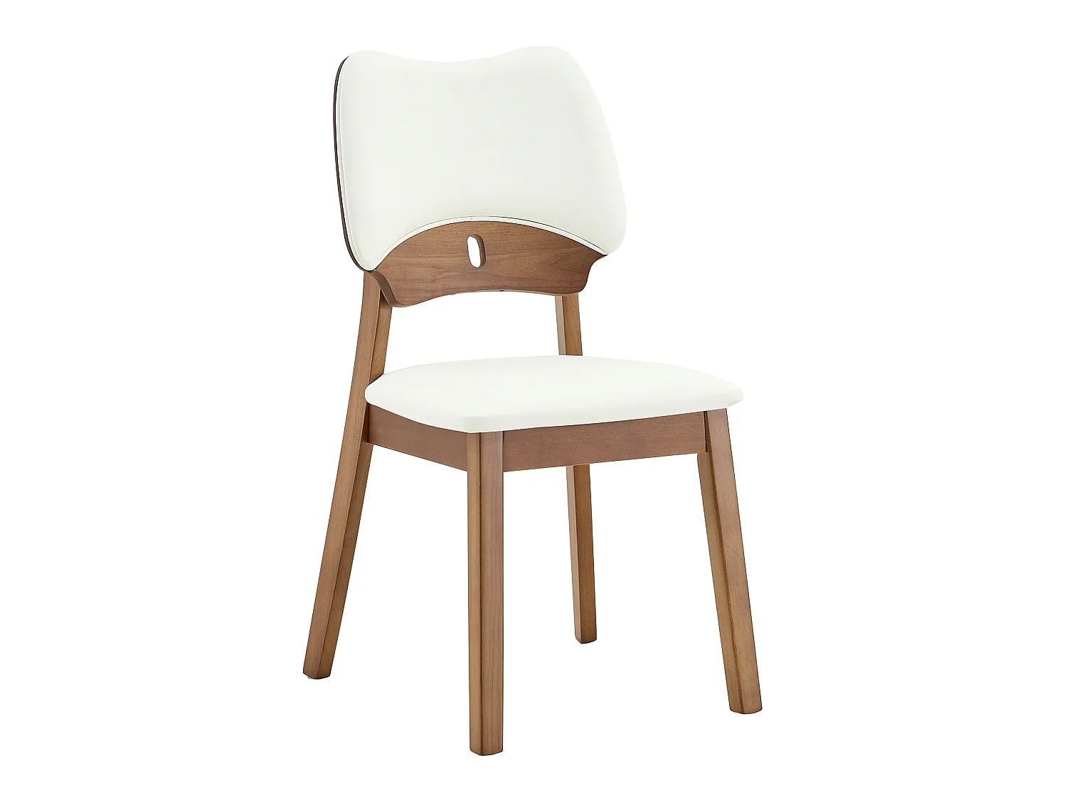 Lote de 2 sillas de comedor, respaldo con forma de mariposa, sillas de madera, asiento acolchado, blanco