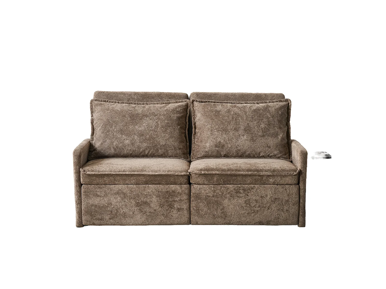 Canapé 2 places avec rangement en tissu chenille marron