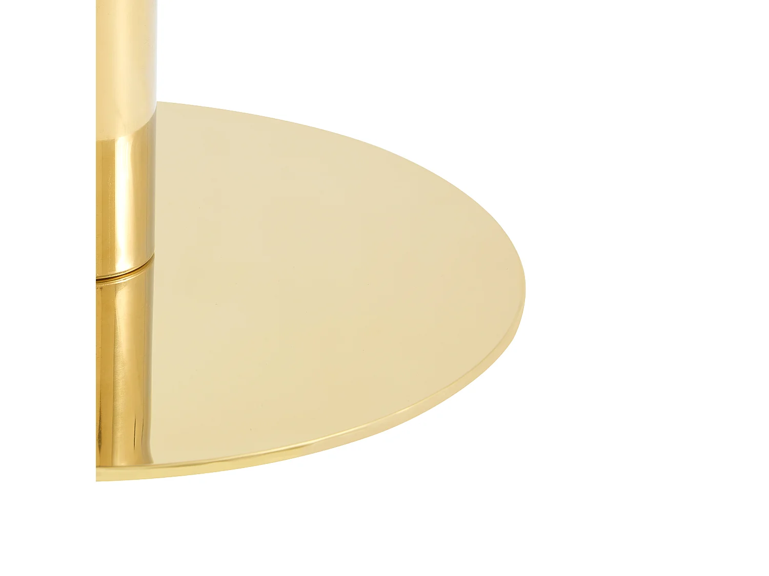 Table d'appoint ronde, avec un piètement en acier inoxydable doré, plateau à motif imitation marbre, noir et doré