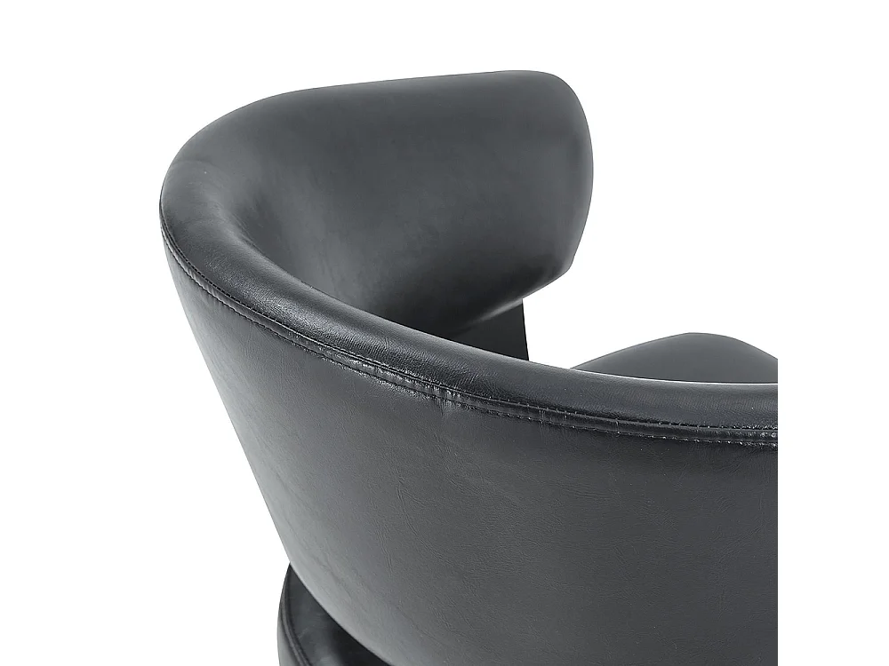 Eetkamerstoelen, set van 2, met afgeronde armleuningen, keukenstoelen van kunstleer, voorzien van stevige poten, zwart