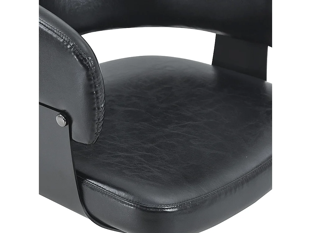 Eetkamerstoelen, set van 2, met afgeronde armleuningen, keukenstoelen van kunstleer, voorzien van stevige poten, zwart