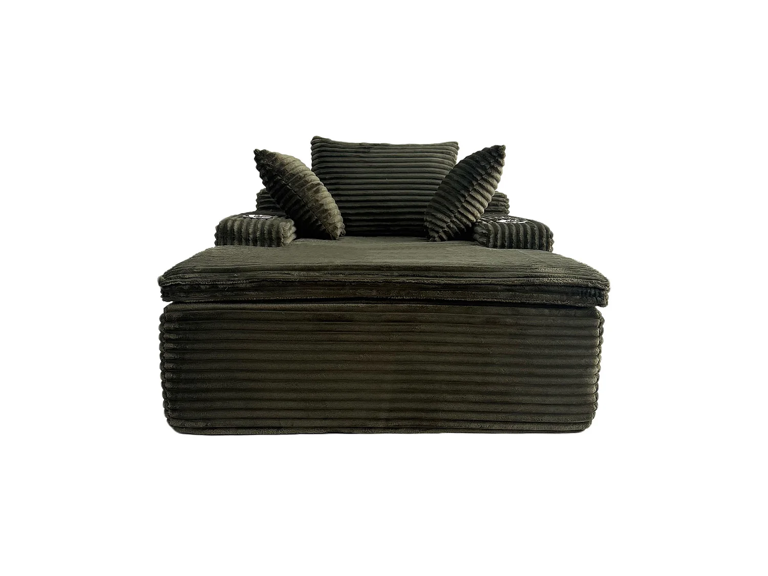 Canapé corduroy – montage facile, 3 coussins + porte-gobelets, coussin 2en1 couverture,vert