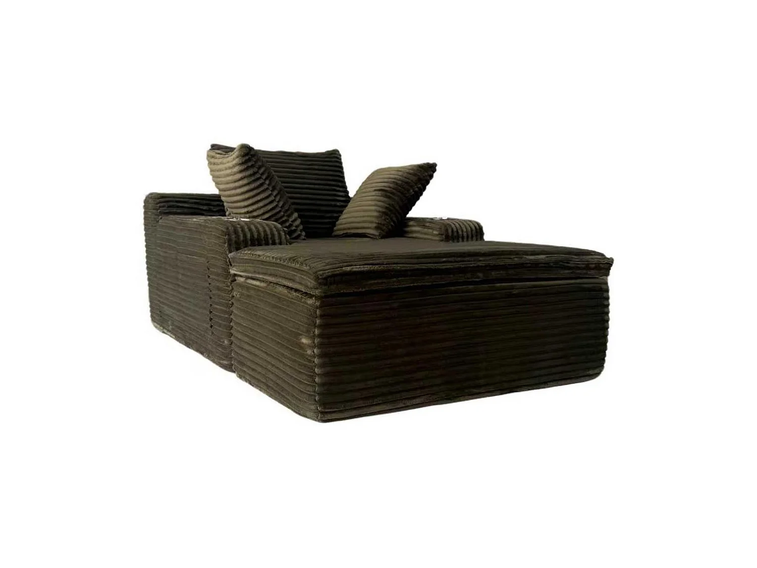 Canapé corduroy – montage facile, 3 coussins + porte-gobelets, coussin 2en1 couverture,vert
