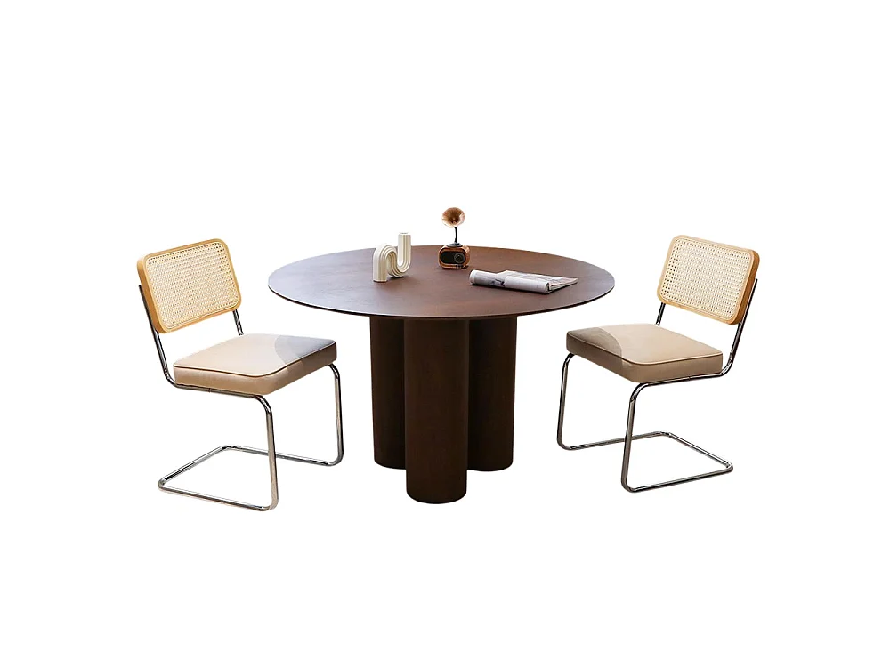 Set eetkamerstoelen (set van 2), fluweel, stoelen met rieten patroon, verchroomde poten, beige