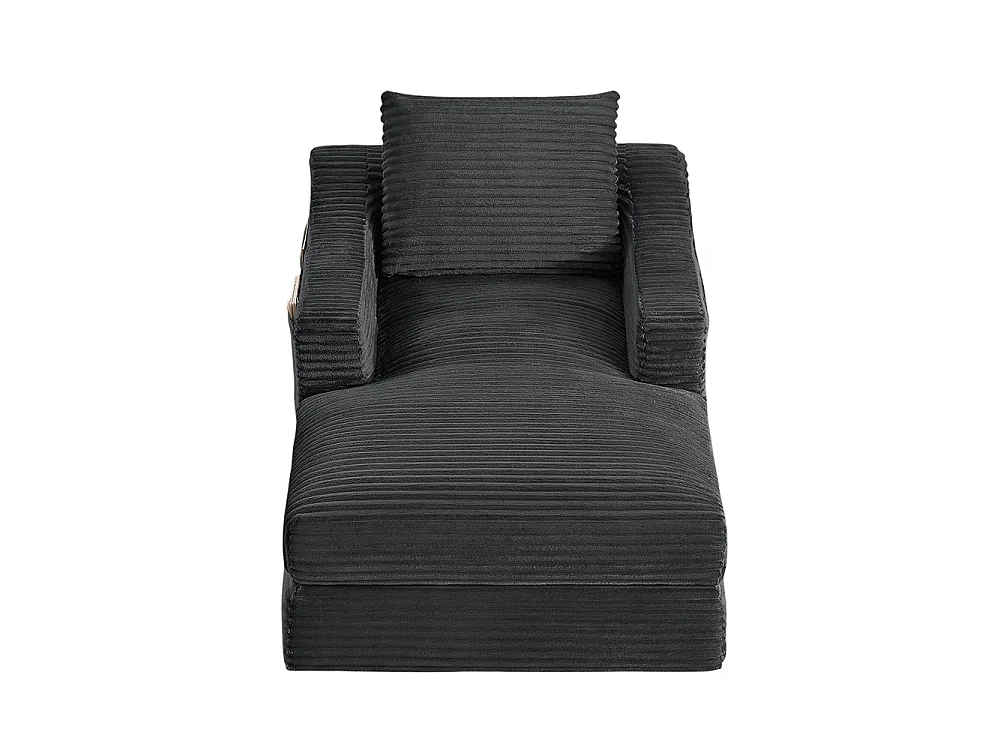 Divano relax, spaziosa poltrona letto singola, in velluto a coste, design a due livelli, trasformabile in letto, grigio scuro