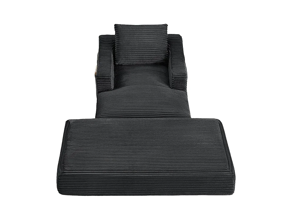 Divano relax, spaziosa poltrona letto singola, in velluto a coste, design a due livelli, trasformabile in letto, grigio scuro