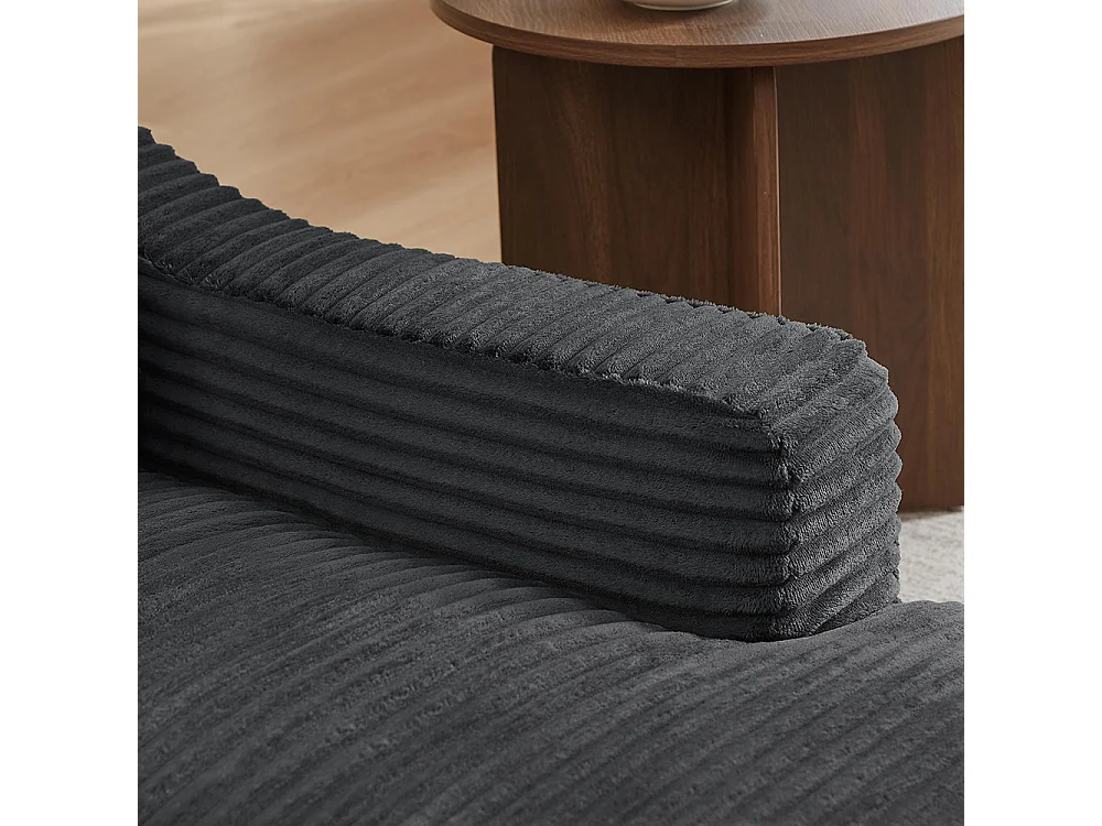 Divano relax, spaziosa poltrona letto singola, in velluto a coste, design a due livelli, trasformabile in letto, grigio scuro