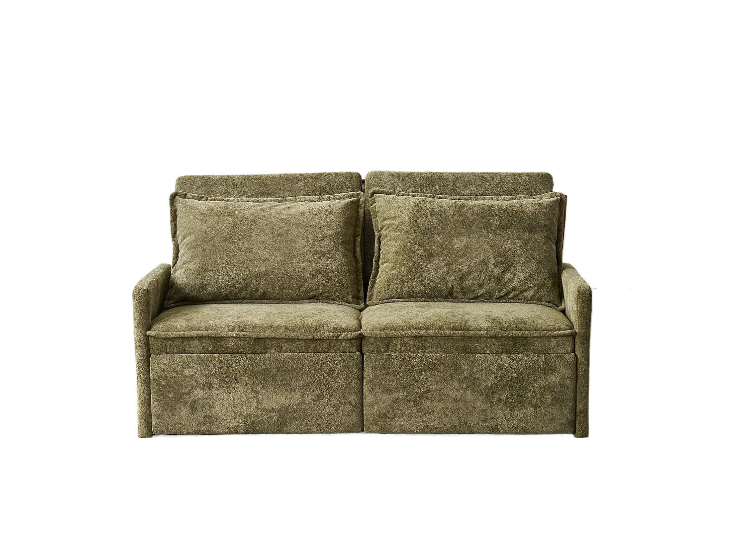 Canapé 2 places avec rangement en tissu chenille vert