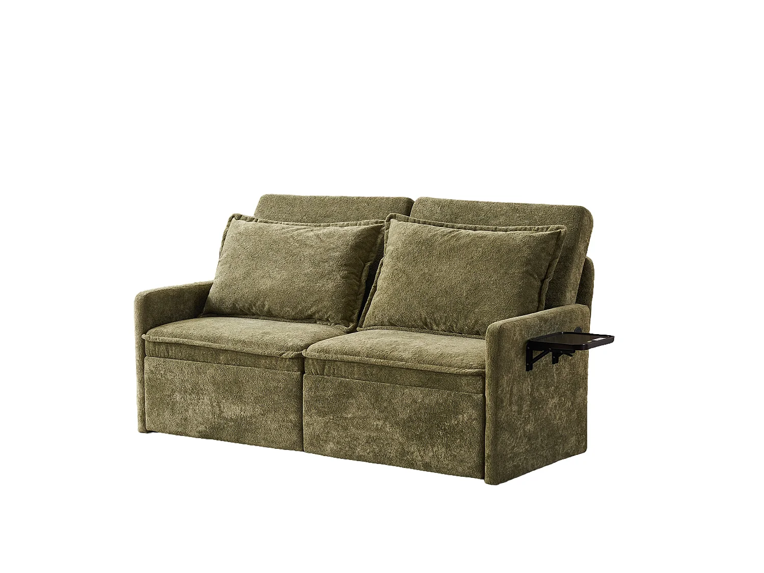 Canapé 2 places avec rangement en tissu chenille vert