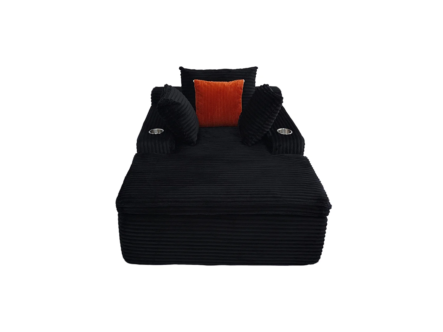 Canapé corduroy – montage facile, 3 coussins + porte-gobelets, coussin 2en1 couverture,noir