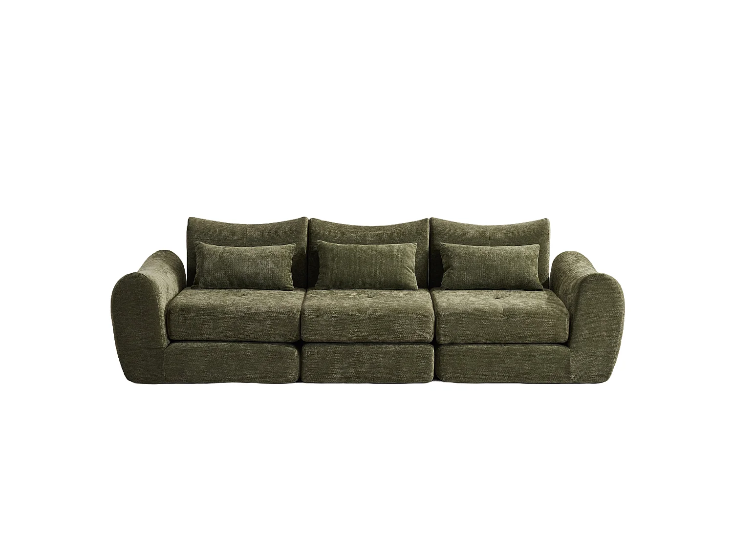 Canapé 3 places en tissu chenille vert