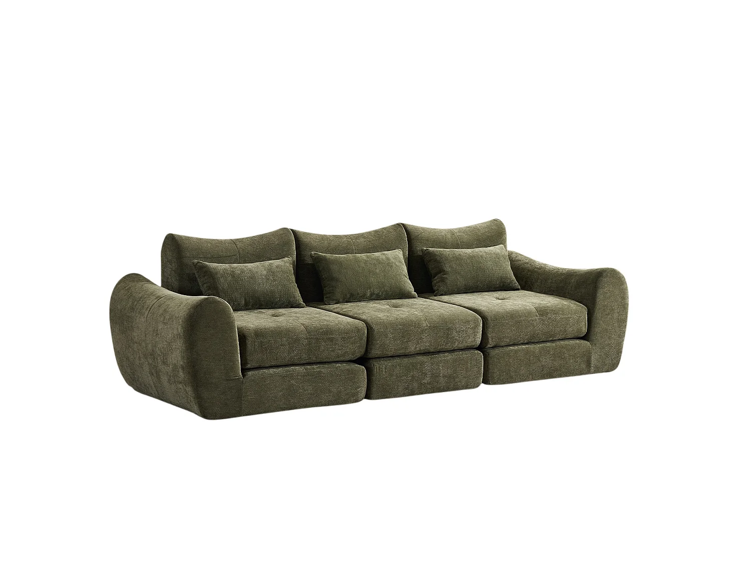 Canapé 3 places en tissu chenille vert