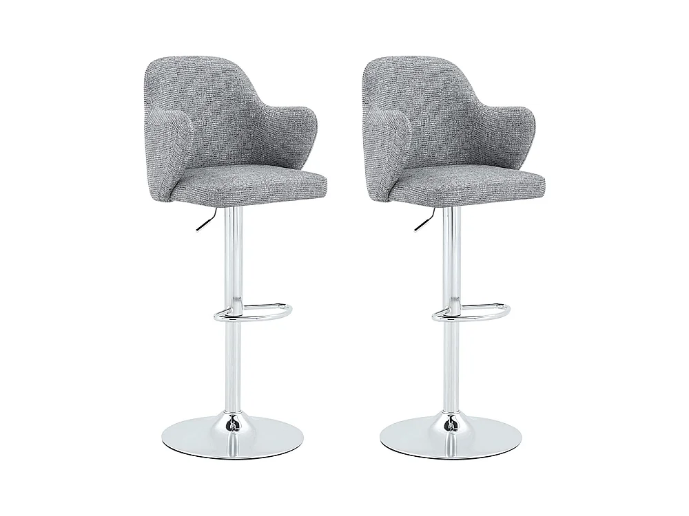 Ensemble de tabourets réglables (lot de 2), style moderne, avec accoudoirs, pivotants à 360°, hauteur réglable, gris