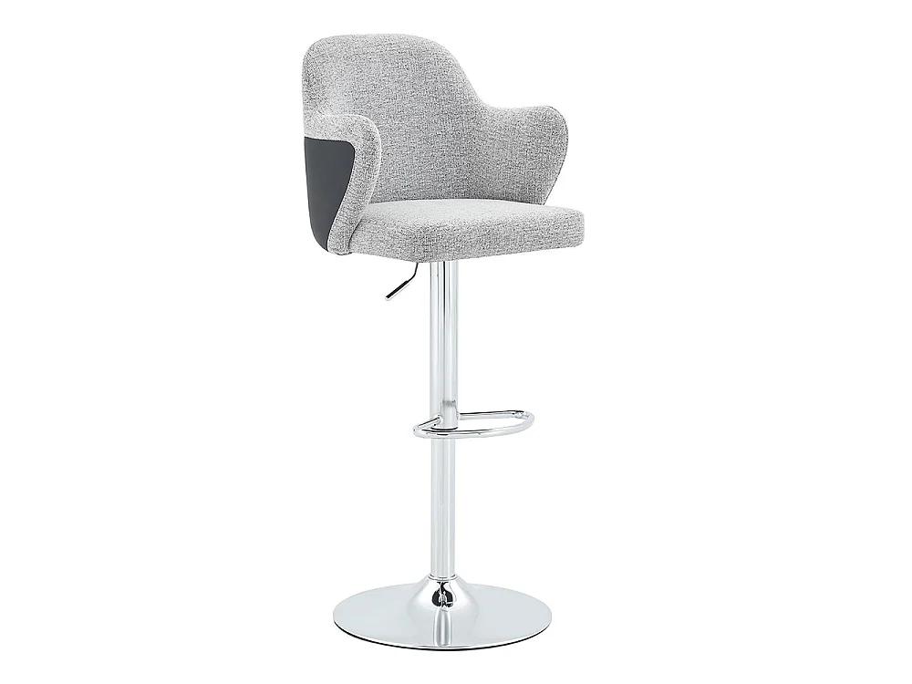 Ensemble de tabourets réglables (lot de 2), style moderne avec accoudoirs, pivotants à 360°, hauteur réglable, gris clair + noir