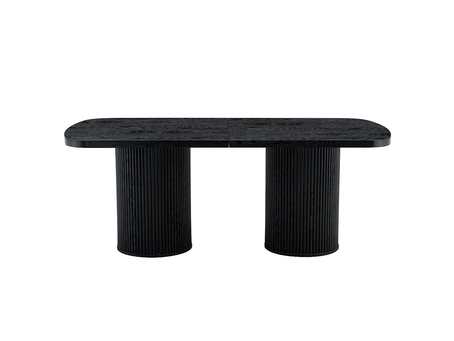 Table à manger ovale, dotée de pieds cylindriques rainurés, avec un plateau en MDF imitation bois de haute qualité, noir