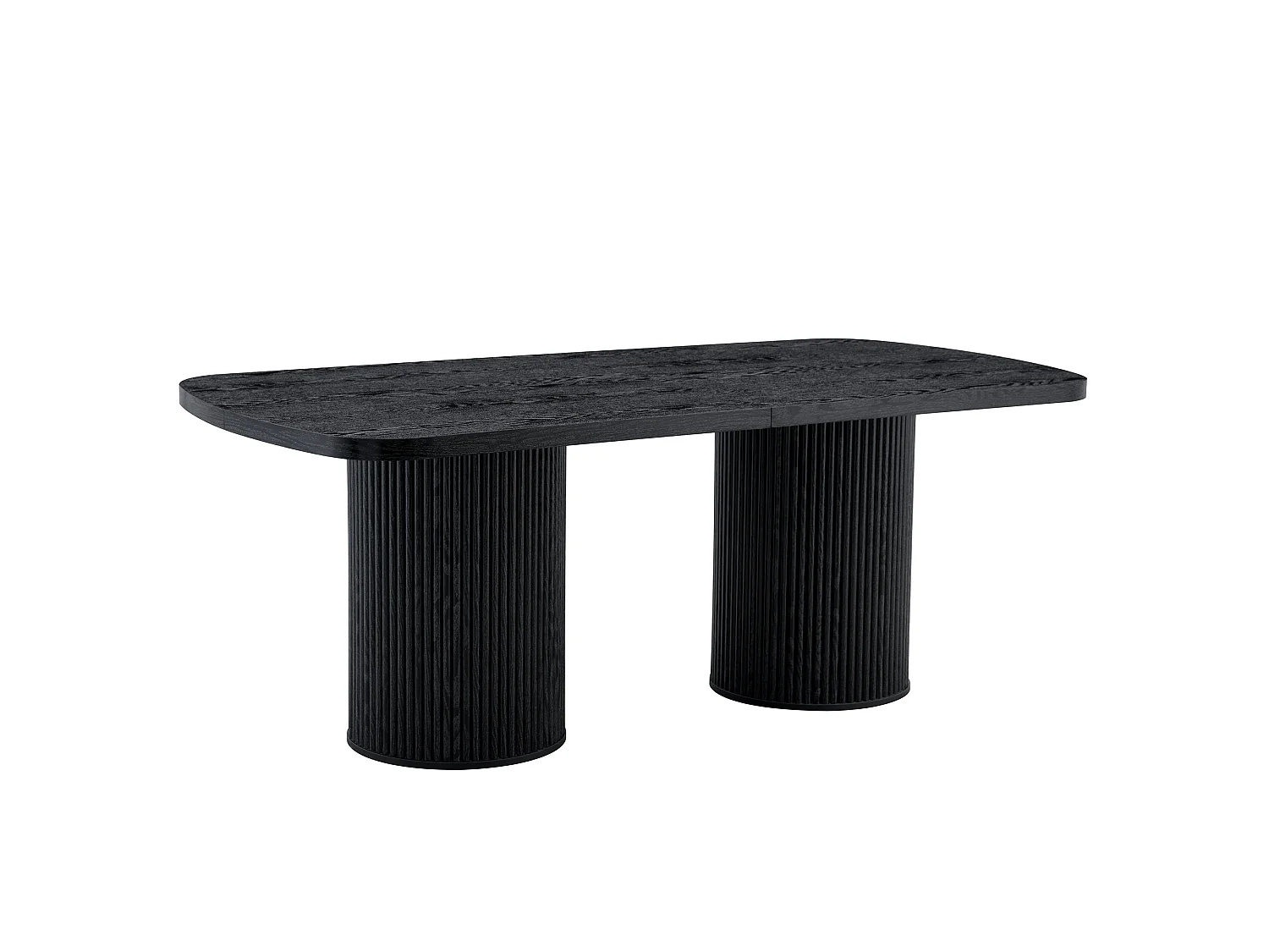 Table à manger ovale, dotée de pieds cylindriques rainurés, avec un plateau en MDF imitation bois de haute qualité, noir