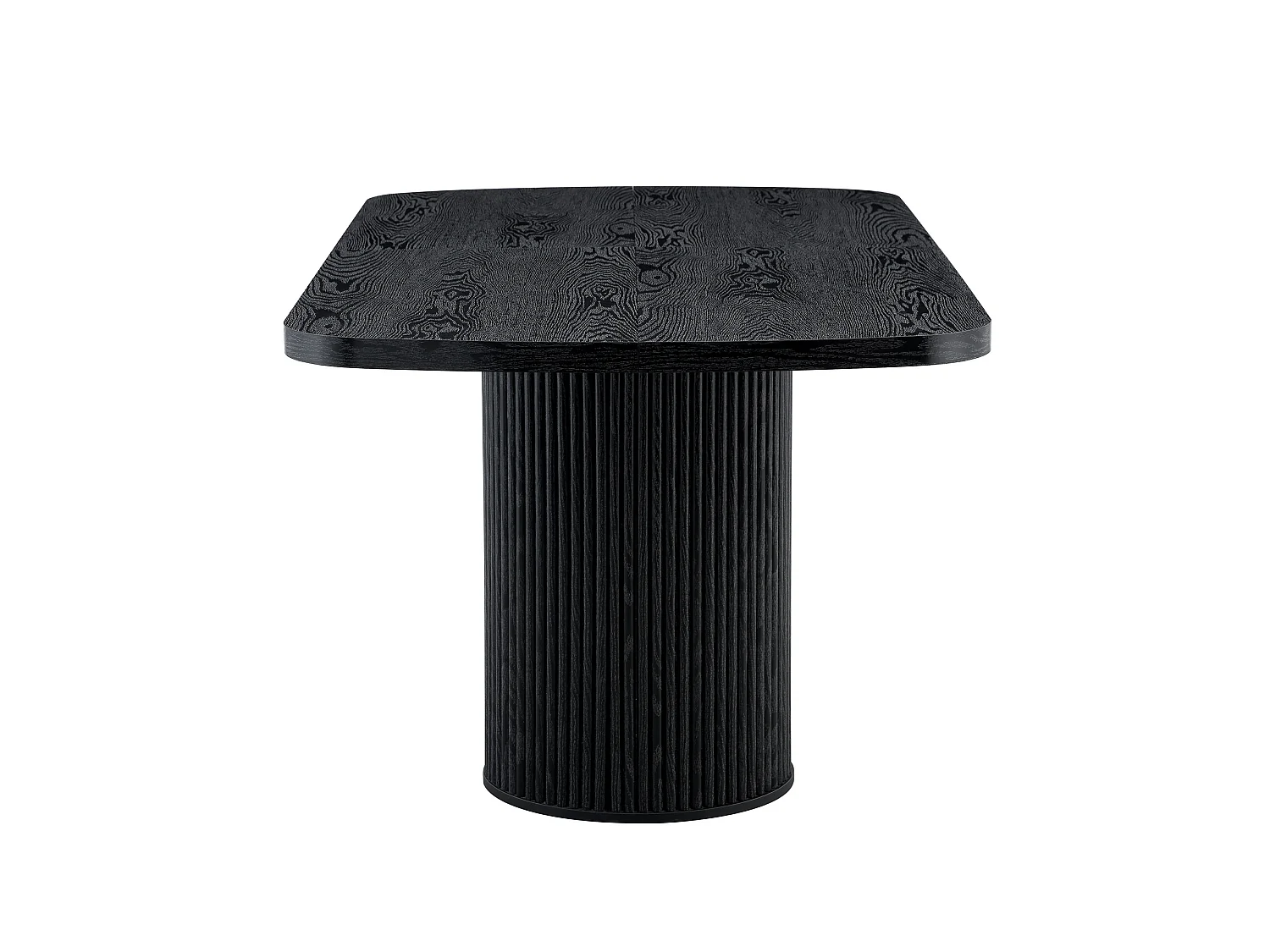 Table à manger ovale, dotée de pieds cylindriques rainurés, avec un plateau en MDF imitation bois de haute qualité, noir