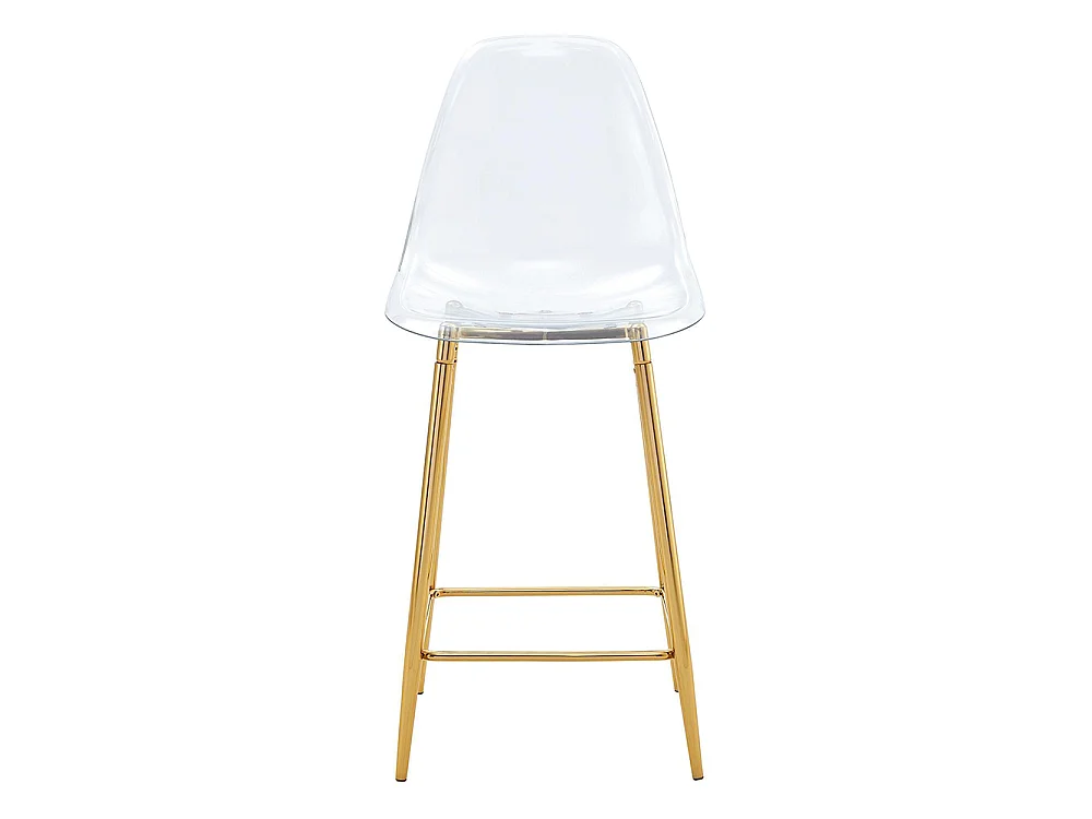 Conjunto de taburetes transparentes, juego de 2, con estructura metálica (solo taburetes, mesa no incluida), dorado