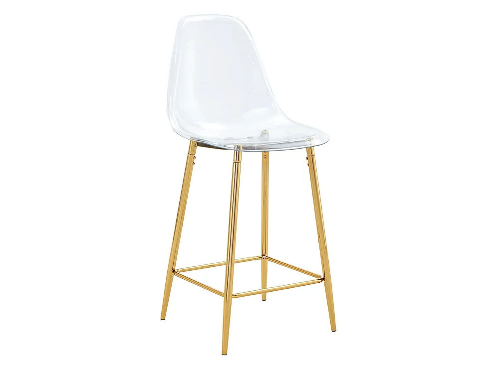 Conjunto de taburetes transparentes, juego de 2, con estructura metálica (solo taburetes, mesa no incluida), dorado