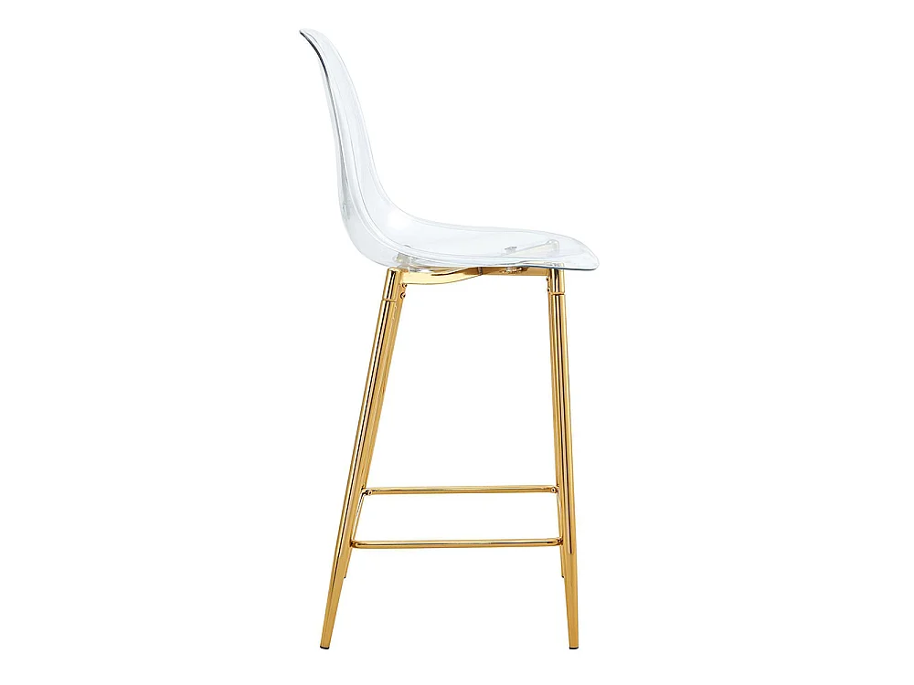 Conjunto de taburetes transparentes, juego de 2, con estructura metálica (solo taburetes, mesa no incluida), dorado