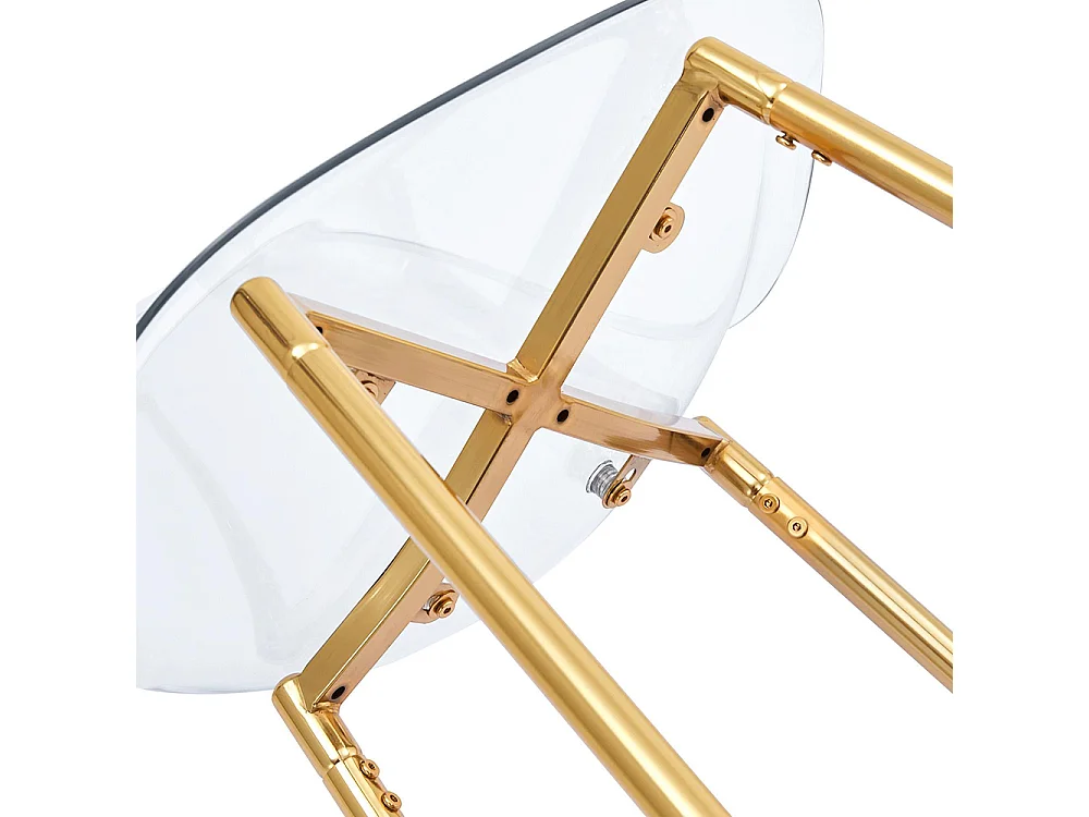 Conjunto de taburetes transparentes, juego de 2, con estructura metálica (solo taburetes, mesa no incluida), dorado