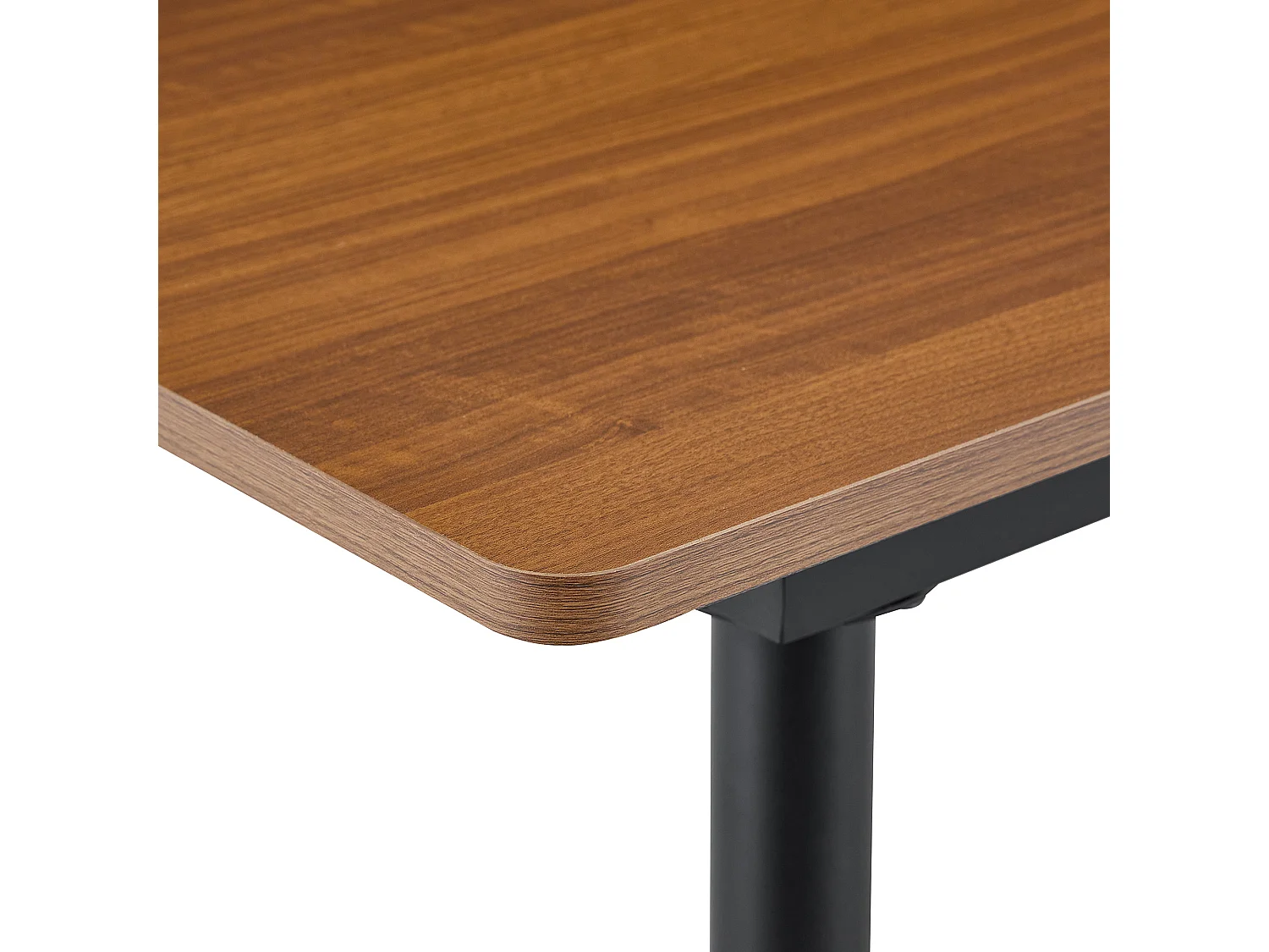 Table de cuisine rectangulaire, finition imitation bois, pieds en métal, pouvant accueillir 6 à 8 personnes, couleur noyer