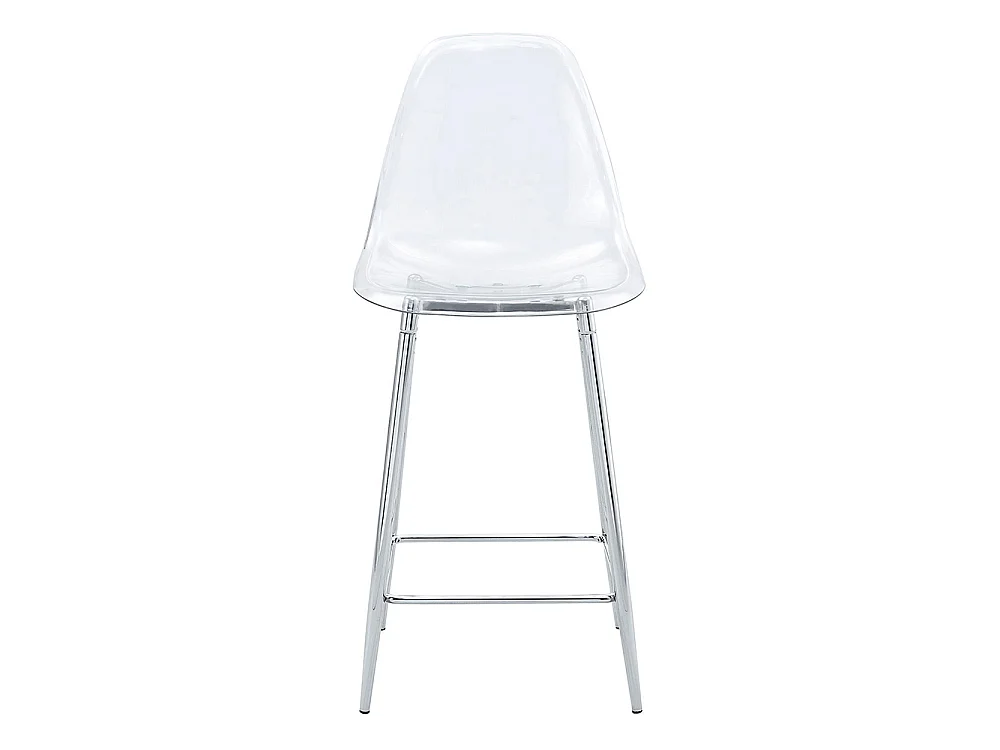 Set van 4 transparante krukken, met metalen frame (alleen krukken, tafel niet inbegrepen), zilverkleurig