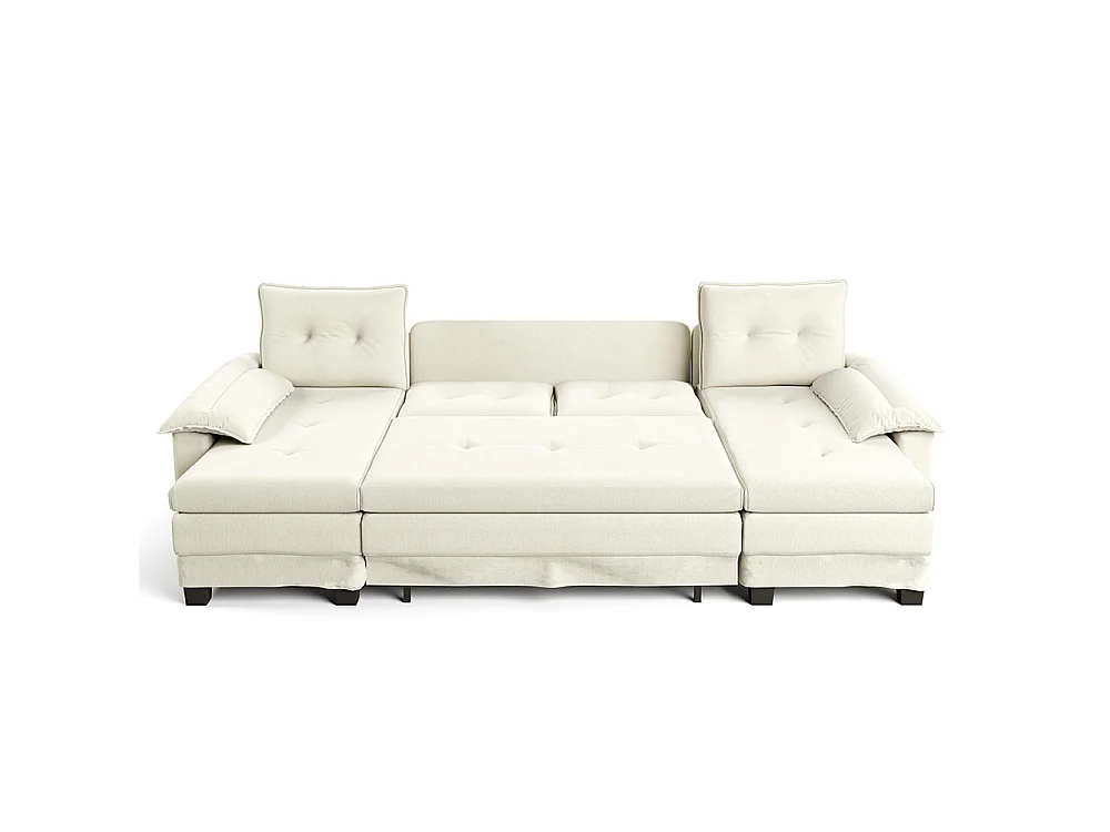 Canapé d'angle convertible 4 places en tissu blanc