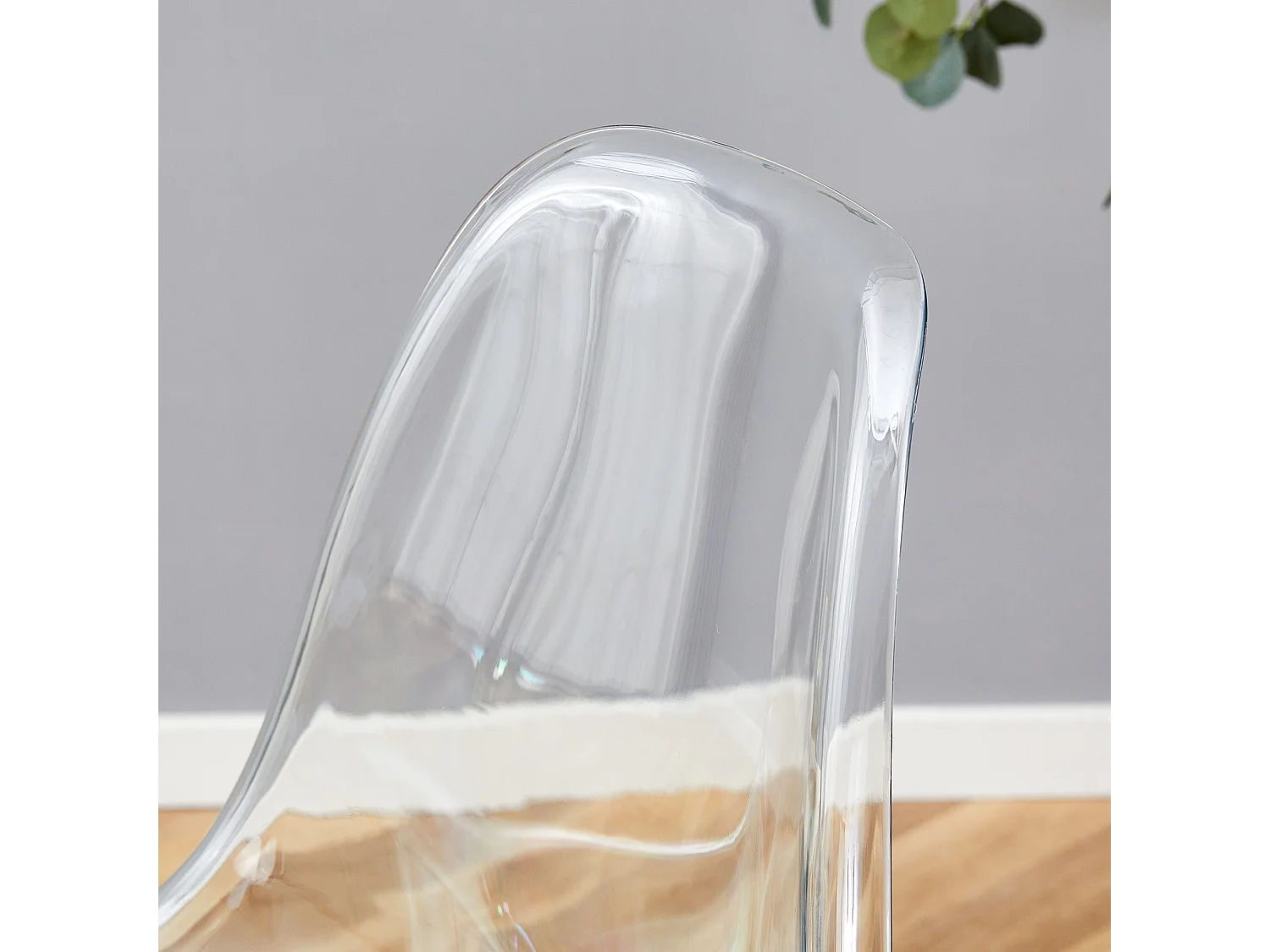 Set van 4 transparante krukken, met metalen frame (alleen krukken, tafel niet inbegrepen), zwart