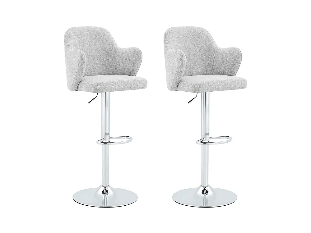 Ensemble de tabourets réglables (lot de 2), style moderne, avec accoudoirs, pivotants à 360°, hauteur réglable, gris clair