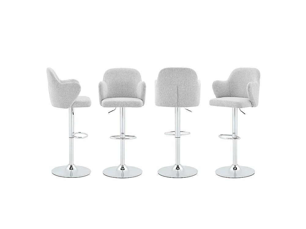 Ensemble de tabourets réglables (lot de 2), style moderne, avec accoudoirs, pivotants à 360°, hauteur réglable, gris clair