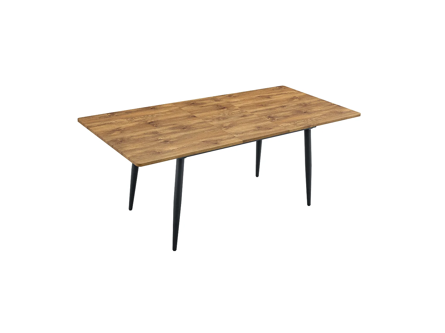 Table de cuisine rectangulaire, finition imitation bois, pieds en métal, pouvant accueillir 6 à 8 personnes, couleur bois