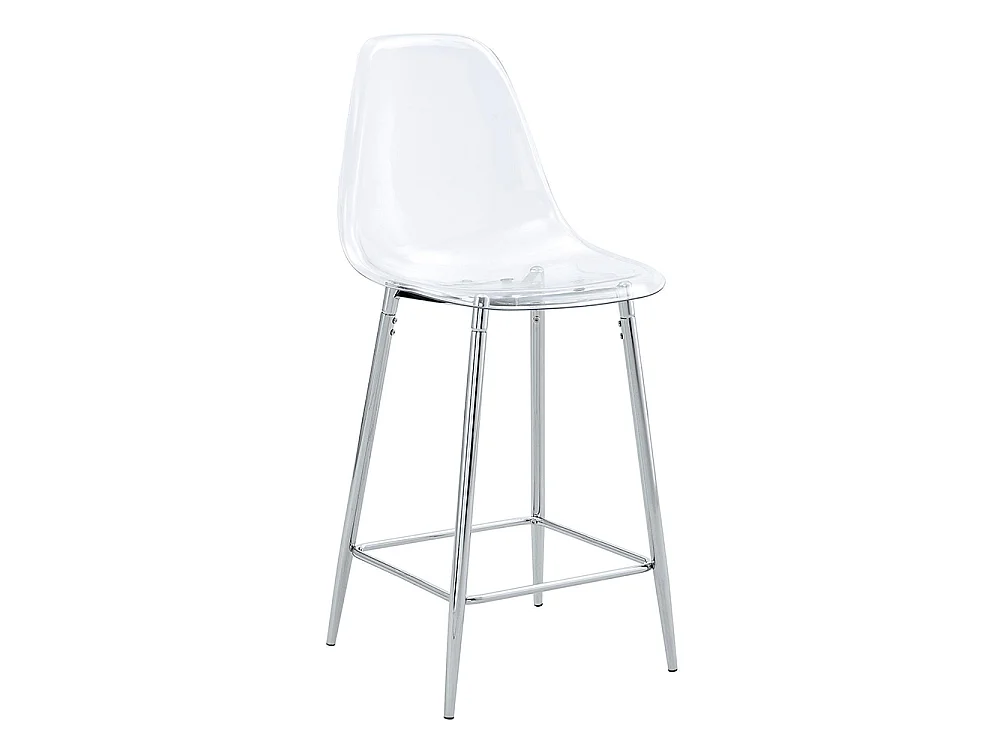 Conjunto de taburetes transparentes, juego de 2, con estructura metálica (solo taburetes, mesa no incluida), plateado