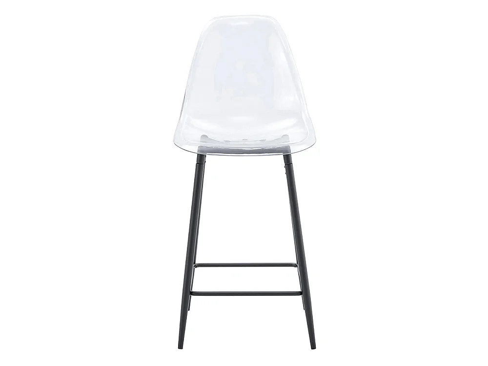 Conjunto de taburetes transparentes, juego de 2, con estructura metálica (solo taburetes, mesa no incluida), negro